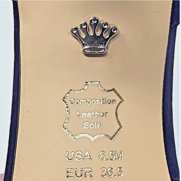 Nina Corrine D'Orsay Pump Navy Satin Peep Toe Jeweled Buckle Womens Size 6.5 M - Picture 8 of 12